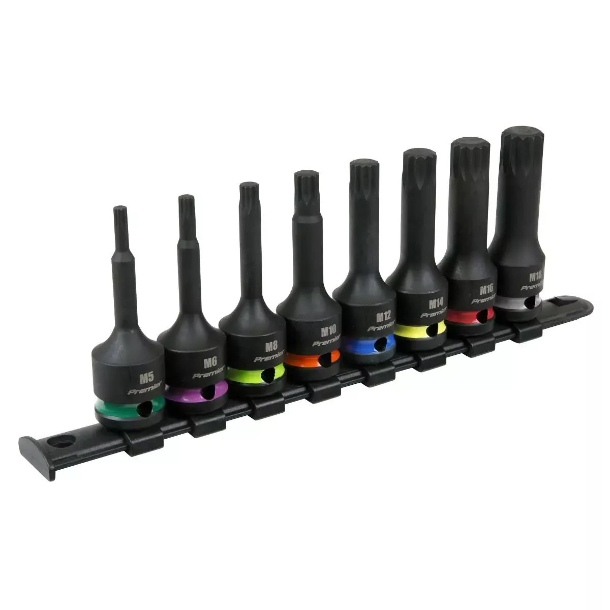 Sealey Premier Spline Impact Socket Bit Set 8pc 1/2"Sq Drive