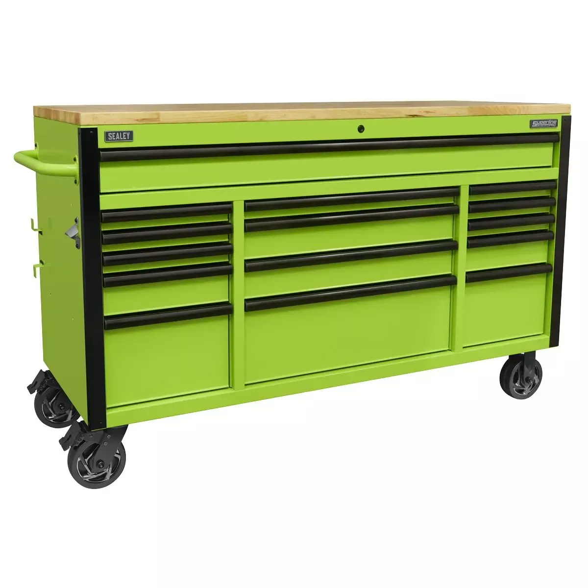 Sealey Superline Pro 15 Drawer Mobile Trolley with Wooden Worktop 1549mm
