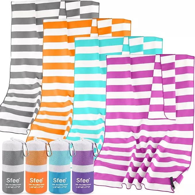 Sfee 2 in 1 Microfiber Oversized Beach Towel, Quick Dry Travel Towel Camping Towel Super Absorbent Compact Lightweight Sports Gym Towel for Beach,Gym, Hiking, Pool, Backpacking, Bath, Yoga