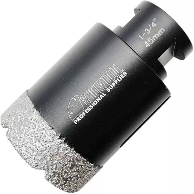 SHDIATOOL 1-3/4 Inch Diamond Core Drill Bit for Porcelain, Ceramic Tile, Marble, Brick – Vacuum Brazed Hole Saw, 45mm, 5/8-11 Thread, Wet/Dry Drilling