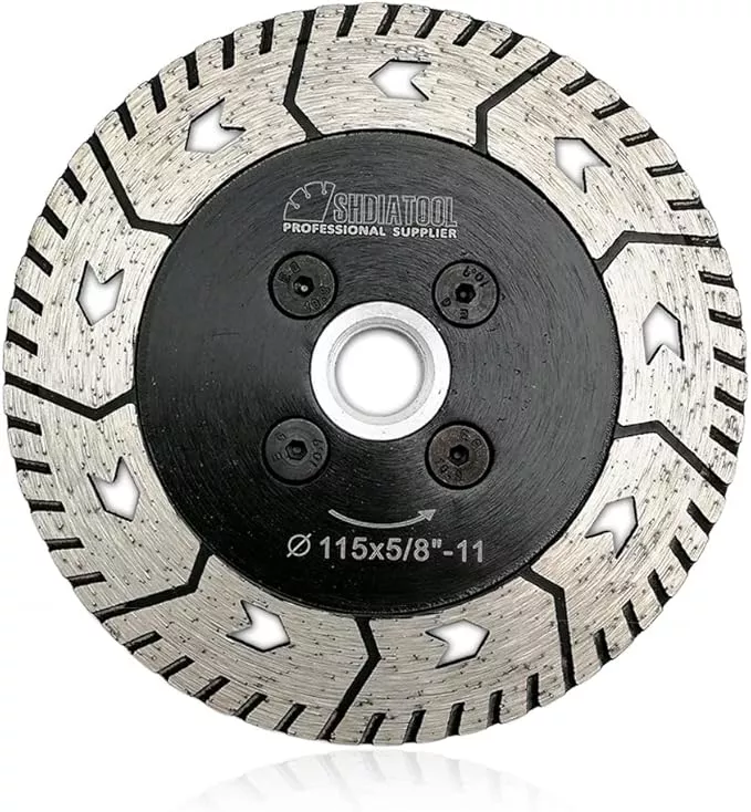 SHDIATOOL 4-1/2-Inch Diamond Cutting Disc, Granite Turbo Cutting Wheel, Saw Blades Two-in-One Design Cut Grind Sharpen Marble Concrete and Bricks