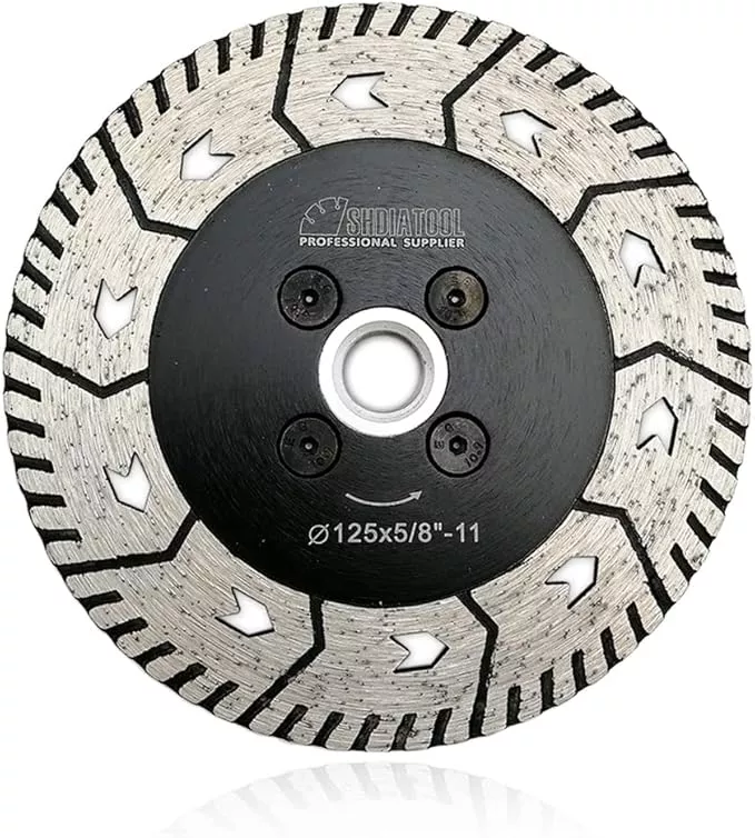 SHDIATOOL 5-Inch Diamond Cutting Disc, Granite Turbo Cutting Wheel, Saw Blades Two-in-One Design Cut Grind Sharpen Marble Concrete and Bricks