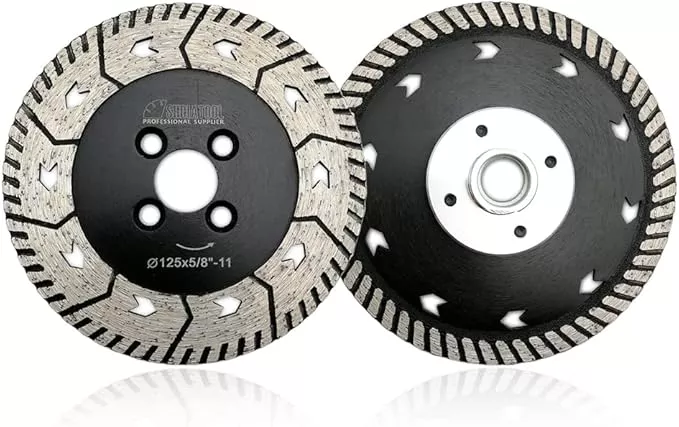 SHDIATOOL 5 Inch Granite Turbo Cutting Blades Two-in-One Design Cut Grind Sharpen Marble Concrete and Bricks(2-Pack)