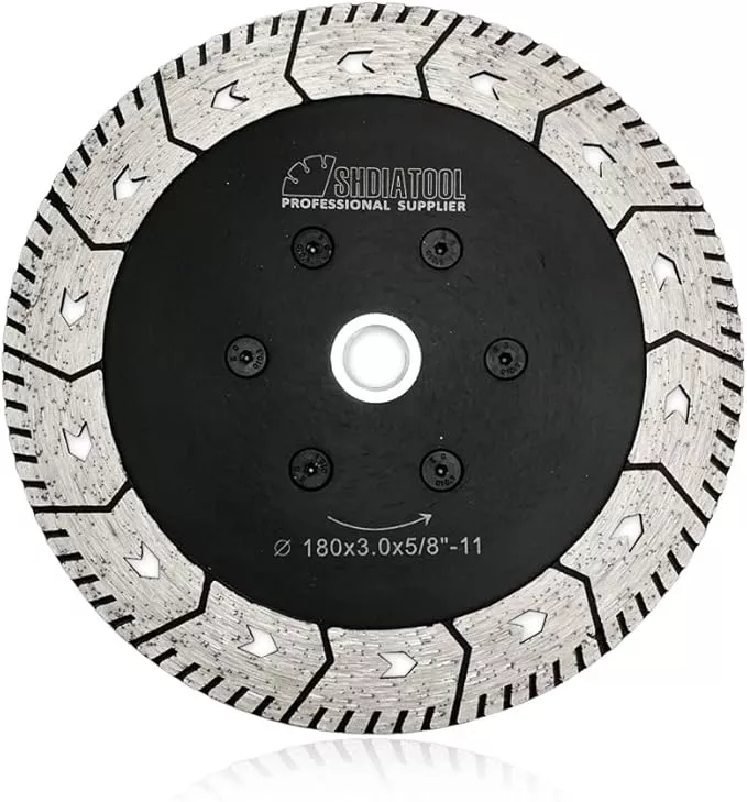 SHDIATOOL 7 Inch Granite Turbo Cutting Blades Two-in-One Design Cut Grind Sharpen Marble Concrete and Bricks(2-Pack)