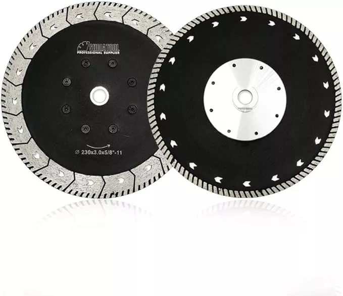 SHDIATOOL 9 Inch Granite Turbo Cutting Blades Two-in-One Design Cut Grind Sharpen Marble Concrete and Bricks(2-Pack)