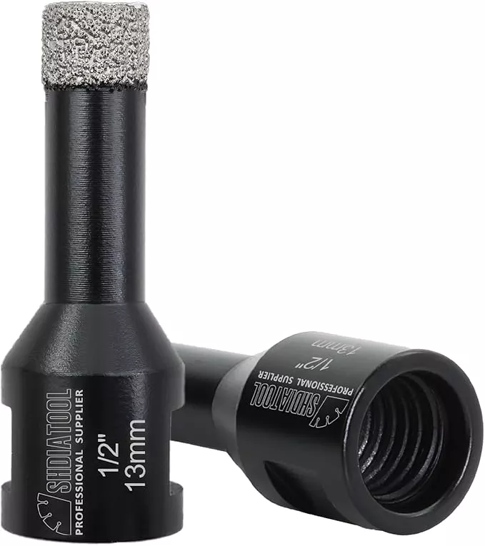 SHDIATOOL Diamond Core Drill Bits 2PCS 1/2 Inch for Porcelain Ceramic Tile Marble Brick Vacuum Brazed Hole saw 13mm
