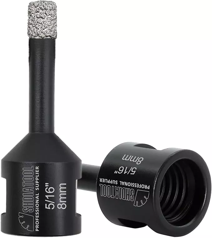 SHDIATOOL Diamond Core Drill Bits 2PCS 5/16 Inch for Porcelain Ceramic Tile Marble Brick Vacuum Brazed Hole Saw 8mm