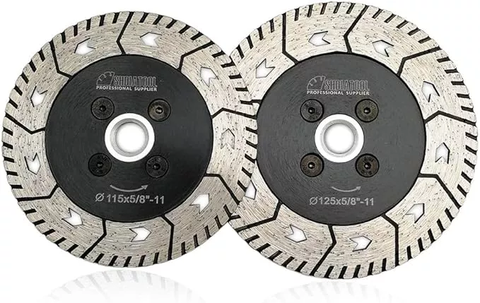 SHDIATOOL Granite Turbo Cutting Blades Two-In-One Design Cut Grind Sharpen Marble Concrete and Bricks Set of 2 Pieces 4.5 Inch and 5 Inch