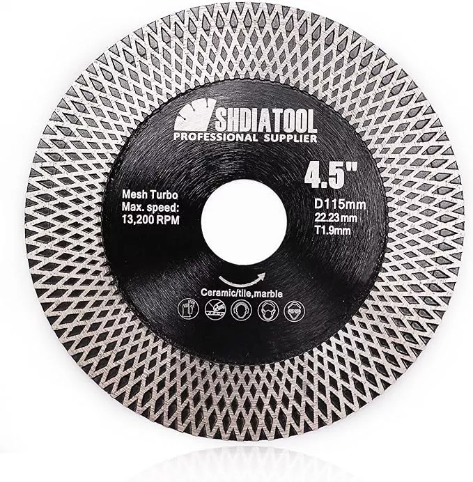 SHDIATOOL Tile Diamond Saw Blades Porcelain Cutter Disc for Dry/Wet Cutting Grinding Ceramic Marble Artificial Stone Diameter 4.5 Inches x 7/8 inch
