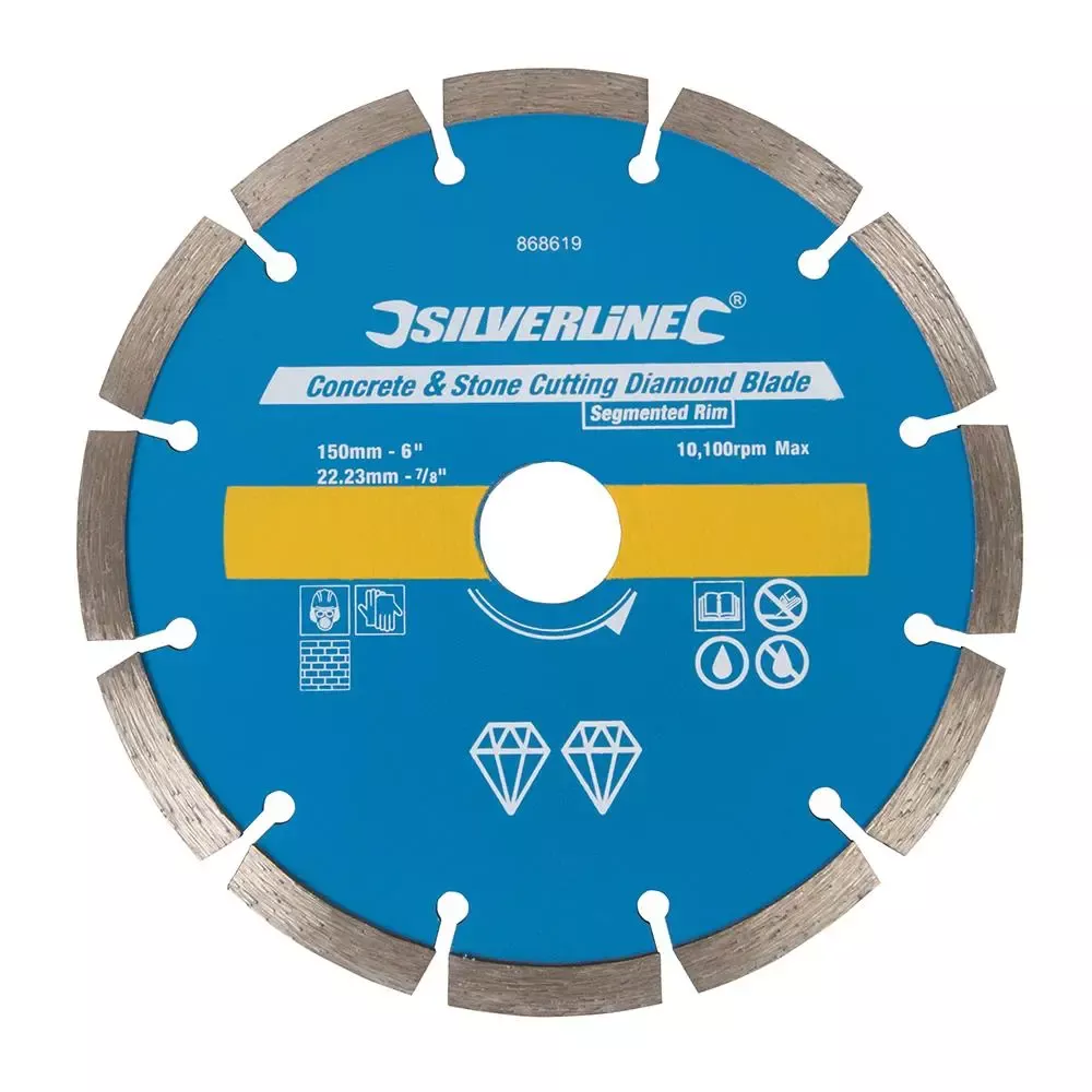 Silverline Concrete & Stone Cutting Diamond Blade 150 x 22.23mm Segmented Rim 868619