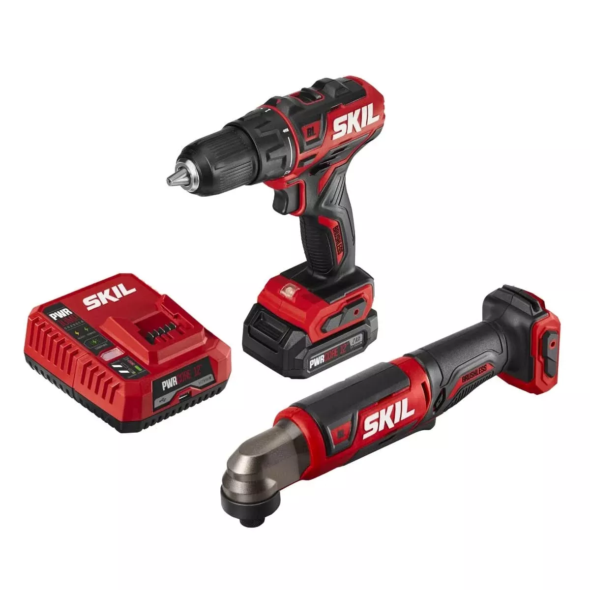 SKIL CB743001 PWR CORE 12 Brushless 12V Drill Driver & Right Angle Impact Driver Kit
