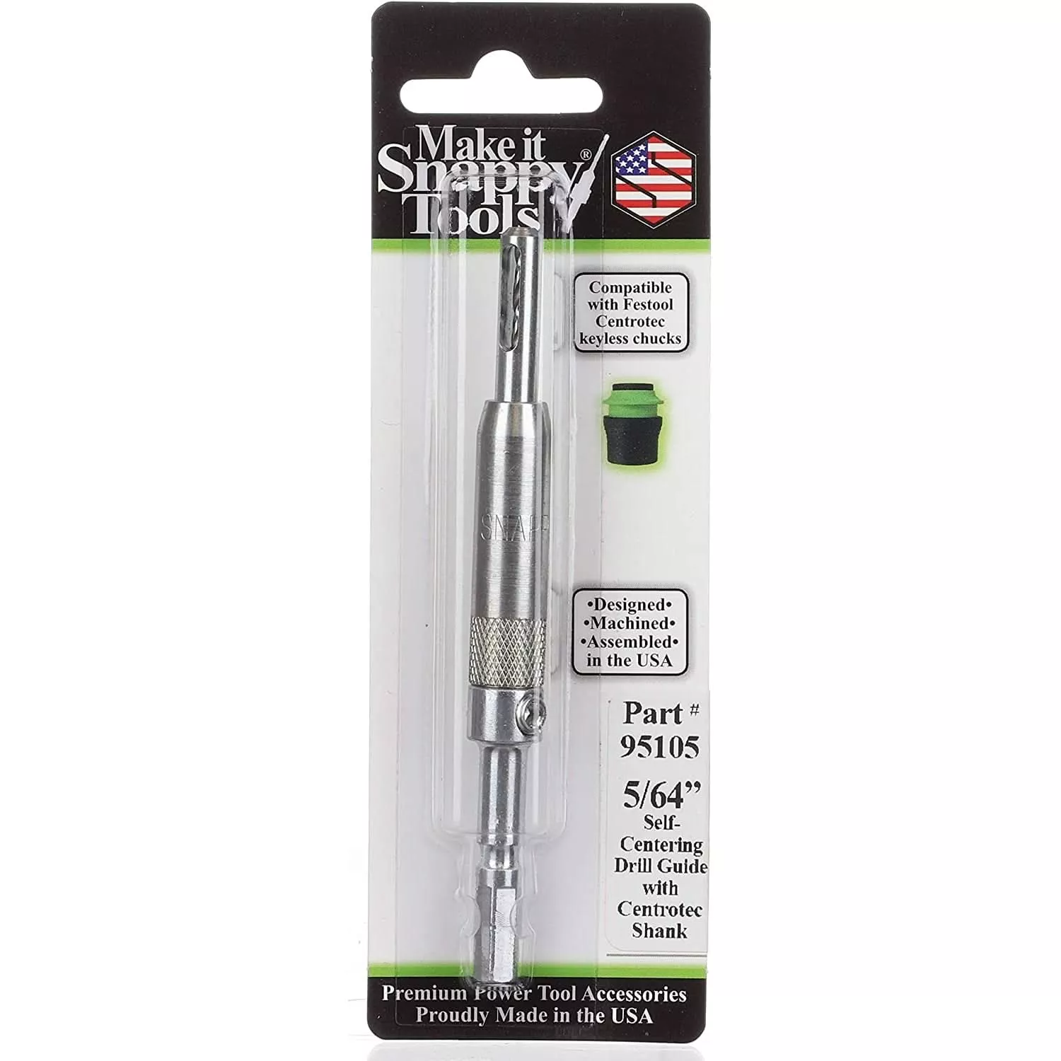 Snappy Tools 95105 Self-Centering Hinge Bit with Festool Centrotec Shank, 5/64"