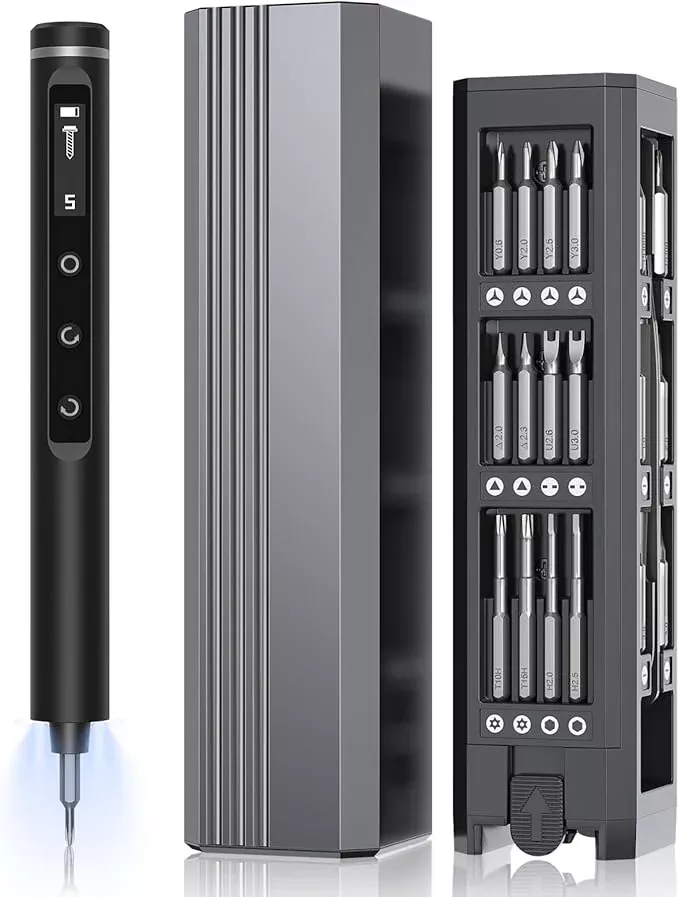 TanSon Mini Electric Screwdriver Set,3.7V Precision Screwdriver Set 50 in 1 Magnetic Drill,OLED Display,5 Torque Settings,4 LED Lights, Portable Repair Tool Kit for Computer,Phone, Watch,Camer,Glasses