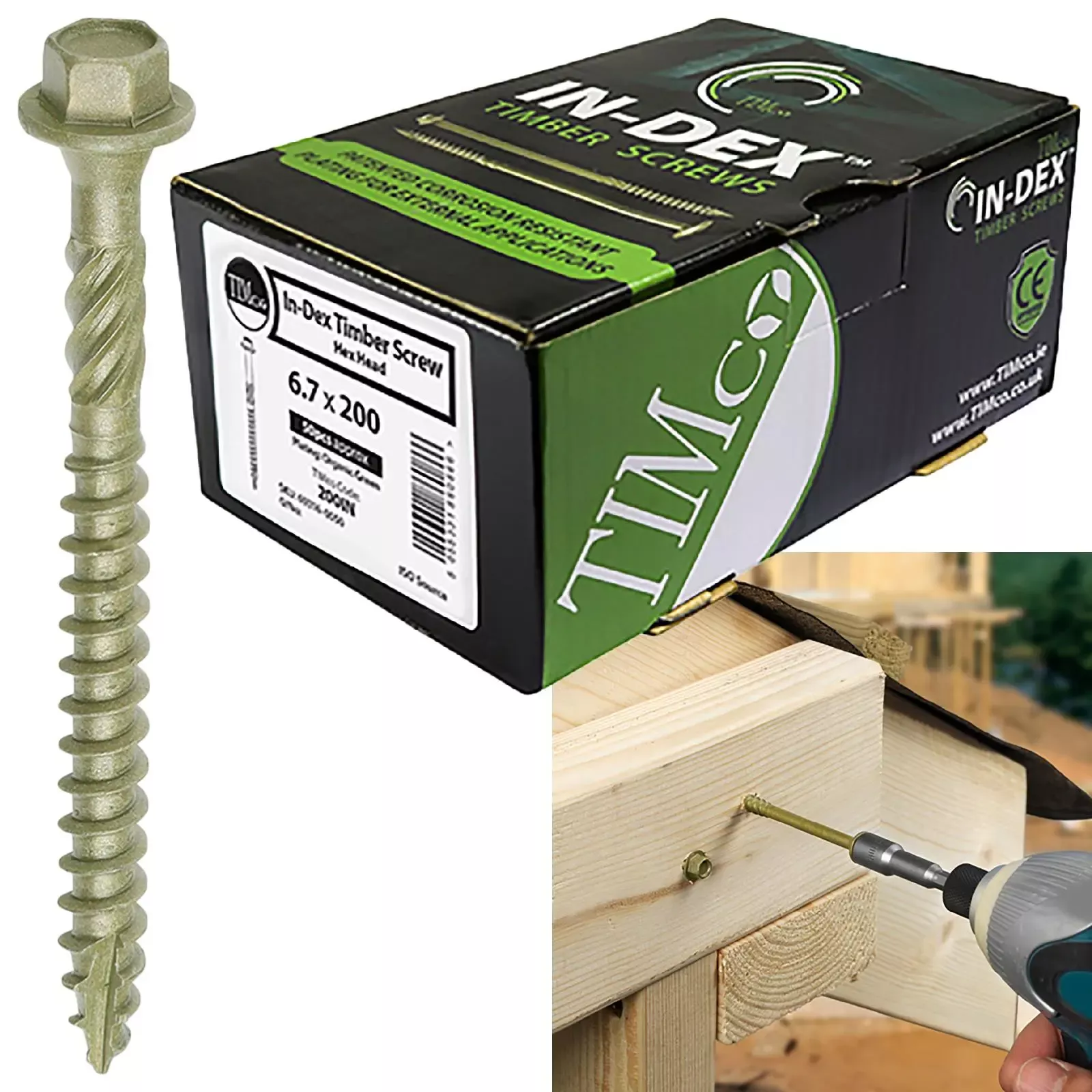 TIMCO Timber Framing and Landscaping Screws Hex Head Exterior Green Orgainc 6.7mm