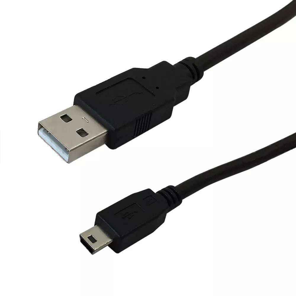 USB 2.0 A Male to Mini-B5-Pin Male Hi-Speed Cable -6 ft - Black