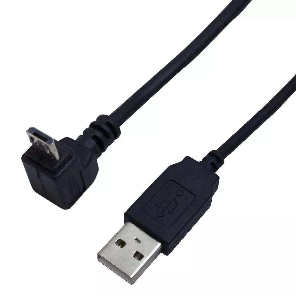 USB 2.0 A Straight Male to Micro-B Up Angle Cable - 6 ft - Black