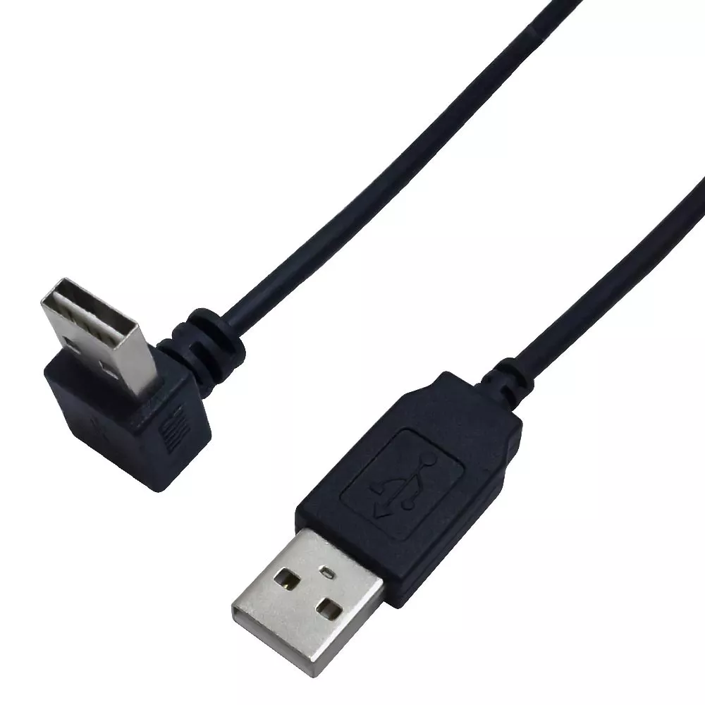 USB 2.0 A Straight Male to A Up/Down Angle Male Cable -3 ft - Black
