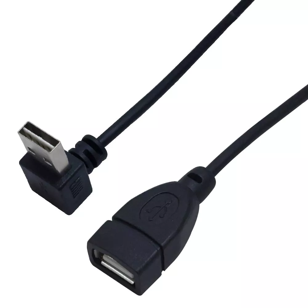 USB 2.0 A Up/Down Angle Male to A Straight Female Cable -10 ft - Black