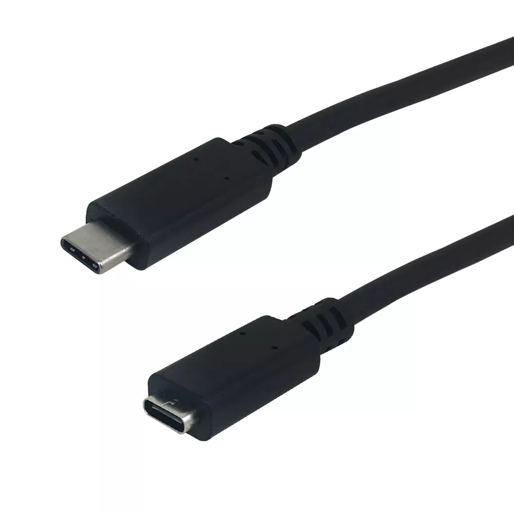 USB 3.1 Type-C Male to Type-C Female Cable 10G 3A - 1 ft - Black