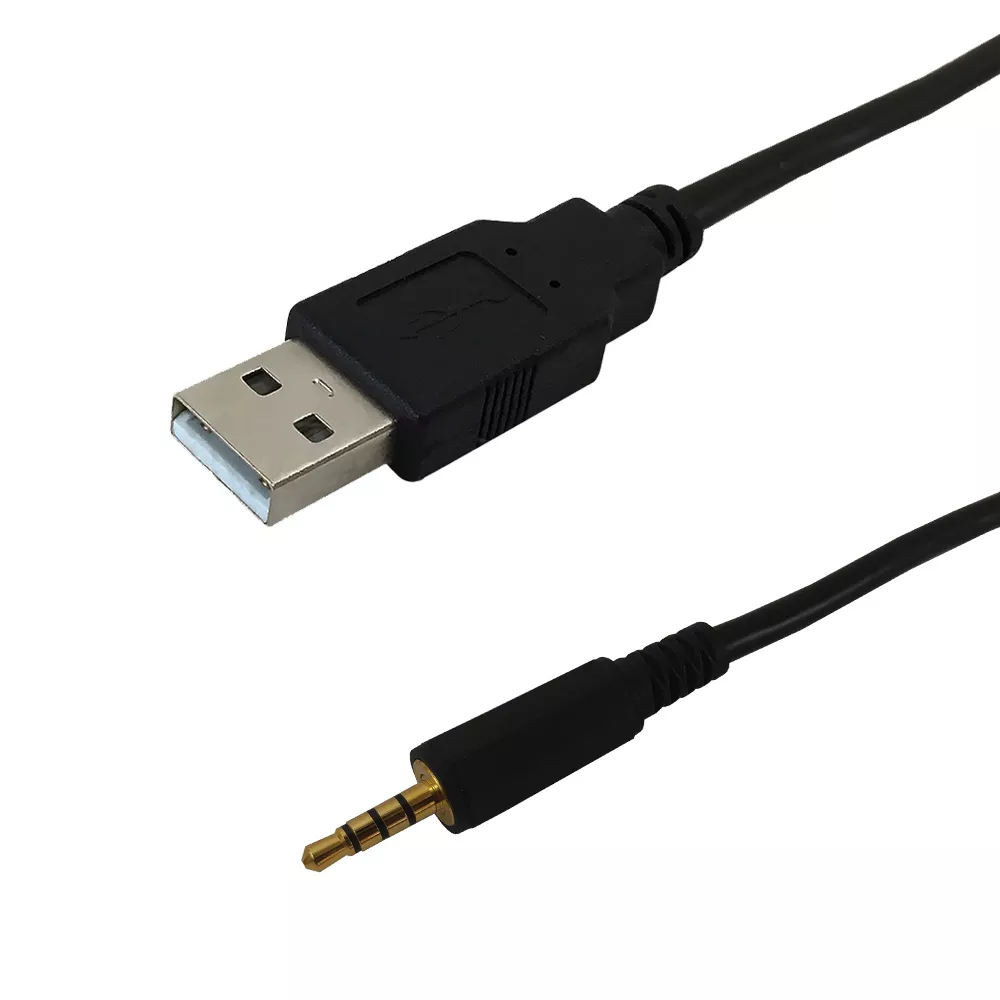 USB A Male to 4C 3.5 mm Male iPod Shuffle Cable - Black - 1 ft
