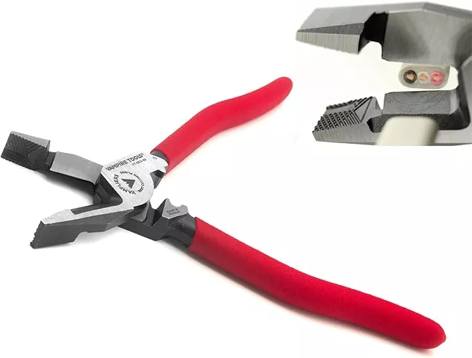 VAMPLIERS 8.5" Shearing Linesman Pliers, Electrician Side Cutting Pliers Screw Extractor Jaws, Crimper, & Shearing Blades. Easily Cut PVC insulated 3-Core Cable, Copper Wire, Soft Metals