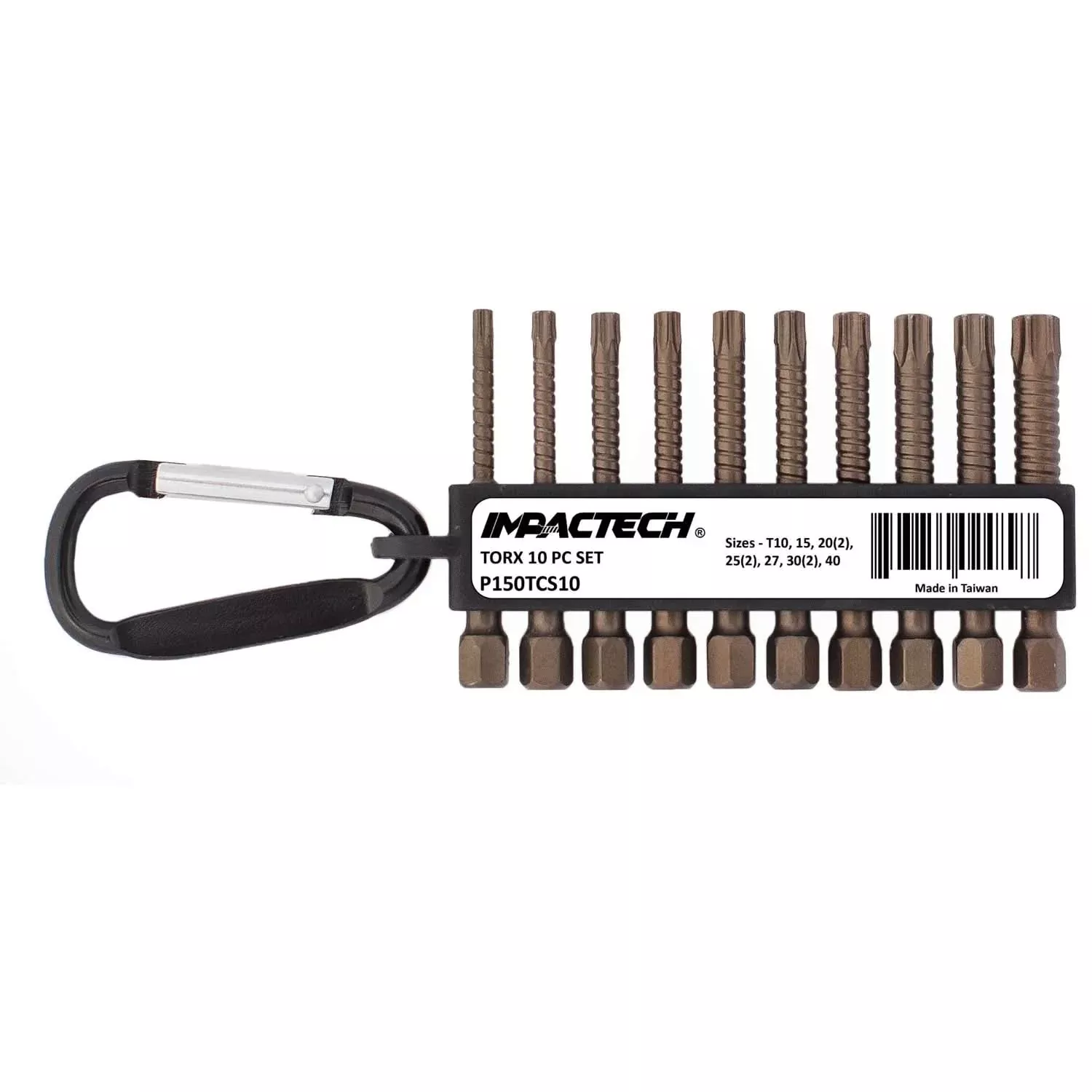 Vega P150TCS10 Carabiner Impactech TORX 10-Piece Driver Bit Set