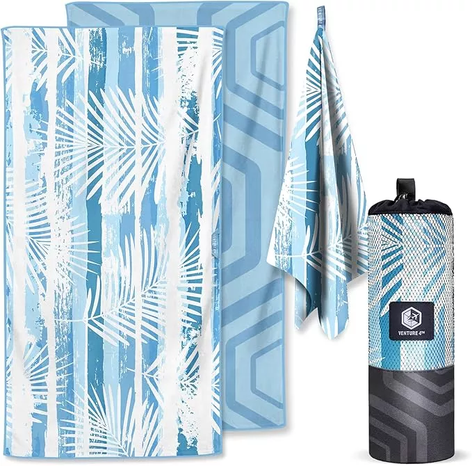 VENTURE 4TH Microfiber Beach Towel: Quick-Dry, Compact, Sand-Free, Absorbent, Sandproof and Lightweight - Perfect for Camping, Beach, and Roadtrips (Watermelon Design | 35x78 inches)