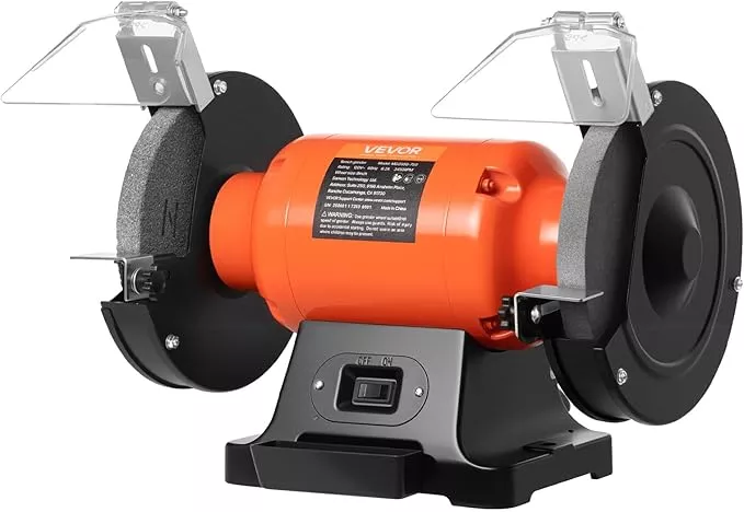 VEVOR Bench Grinder, 8-inch Single Speed Bench Grinder, 3450RPM High-Speed Table Grinders with 550W 4.5A Induction Motor, 36/60-Grit Grinding Wheel & Adjustable Eye Shield for Fast Sharpening Grinding