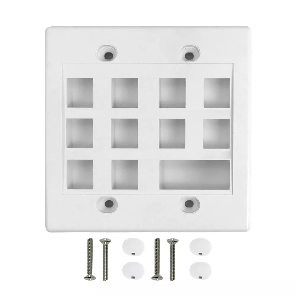 Wall Plate, 10-Port Keystone+ 1-Port Dual Keystone,Double Gang - White