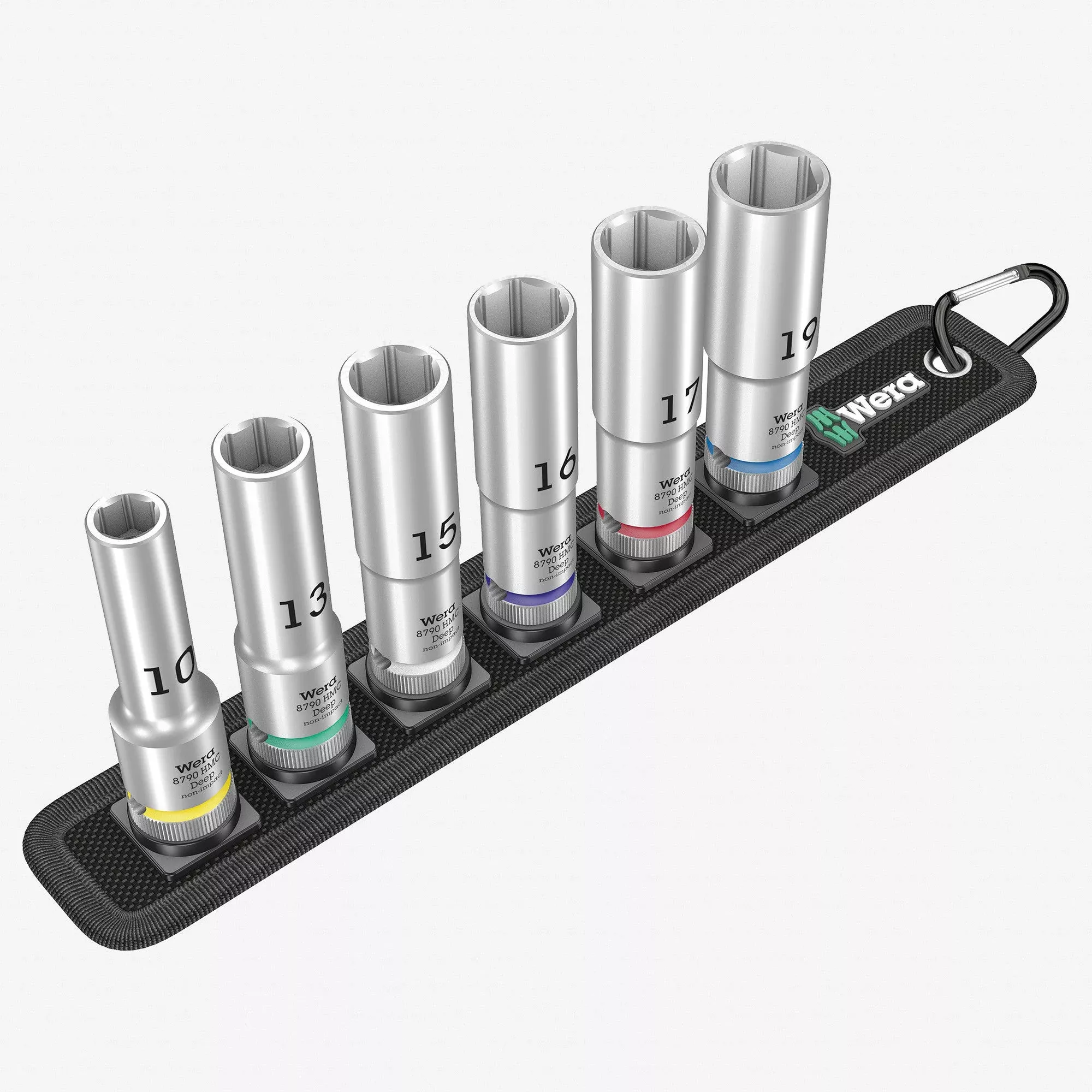 Wera 004565 Belt C 1/2" Deep Metric Socket Set on Belt, 6 Pieces