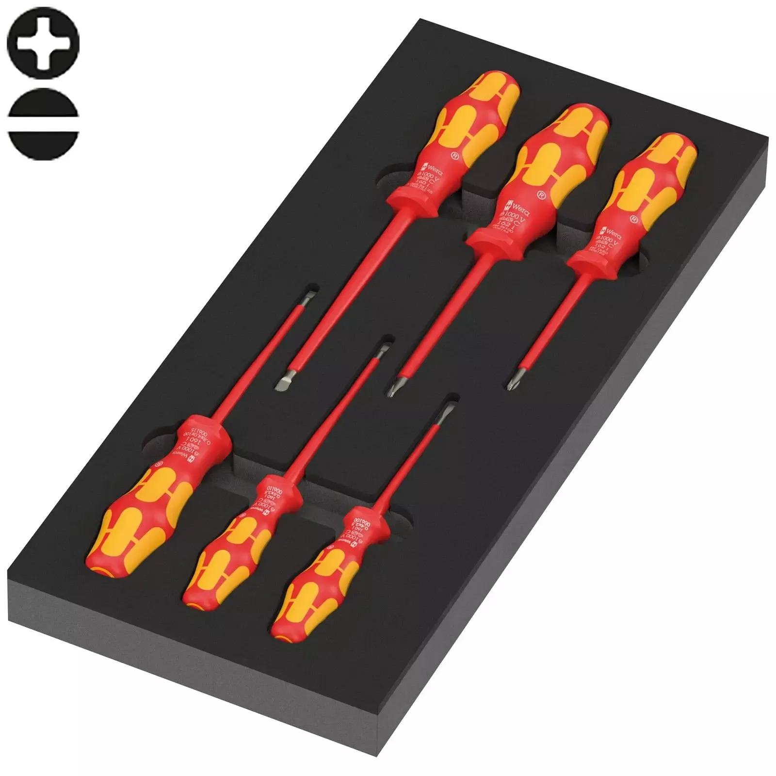 Wera 97110 Foam Insert Kraftform Series 100 VDE Screwdriver Set 1, 7 Pieces