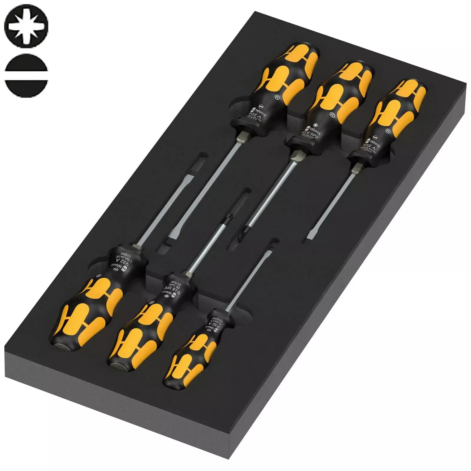 Wera 97113 Foam Insert Kraftform Series 900 Chiseldriver Set 2, 7 Pieces