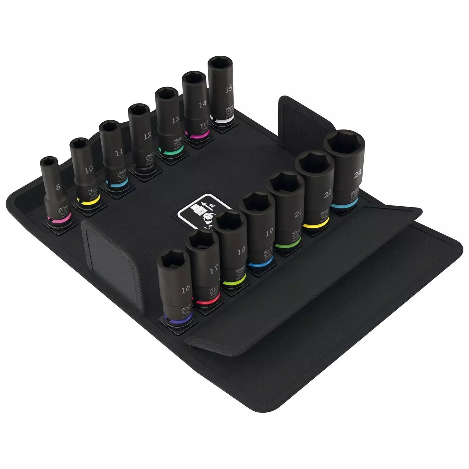 Wera Impact Socket Set Deep 3/8" Drive 8-24mm 14 Pieces 8790 B Impaktor Deep Set 1 in Case