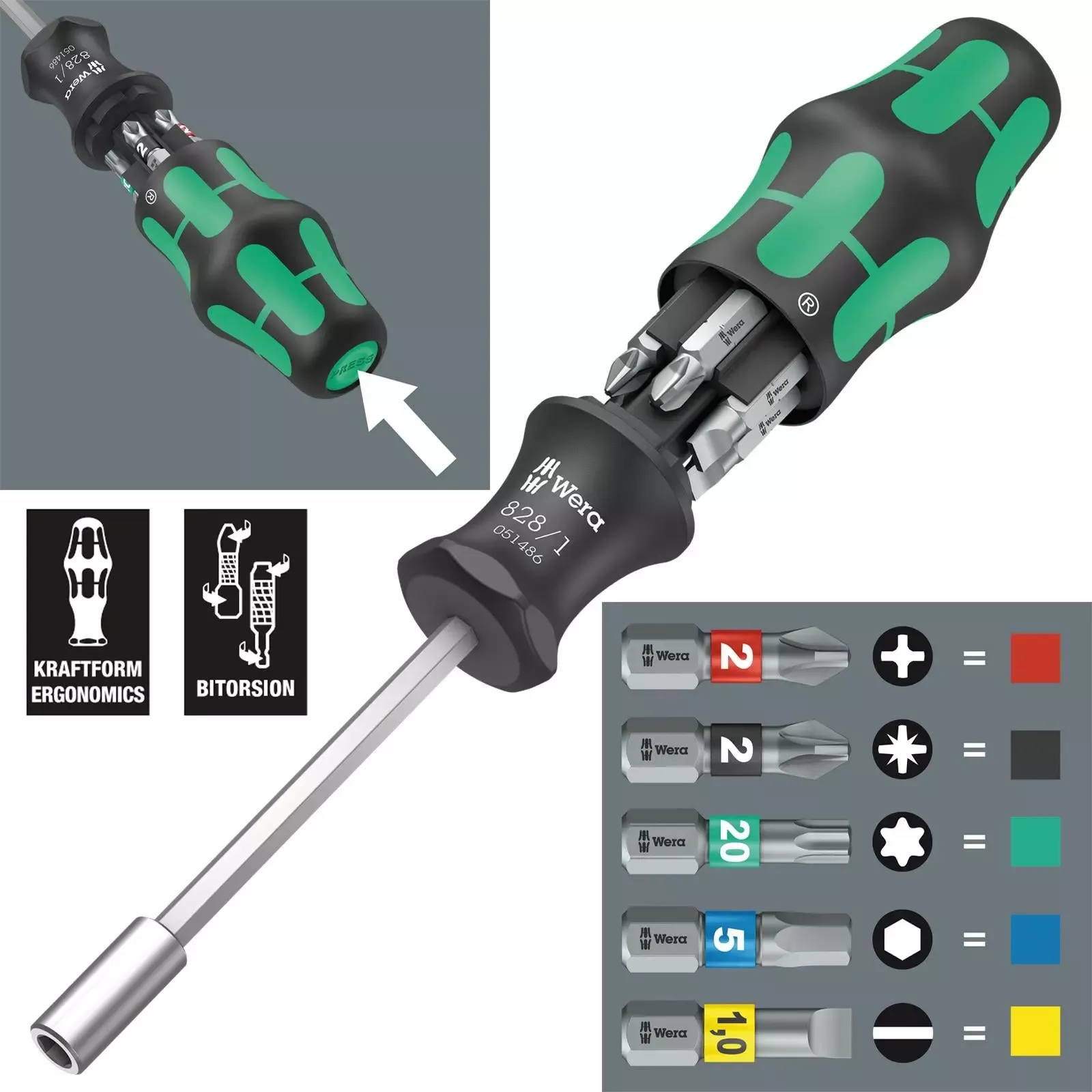 Wera Screwdriver Set Bit Holding 7 Piece Kraftform Kompakt 27 Set 1