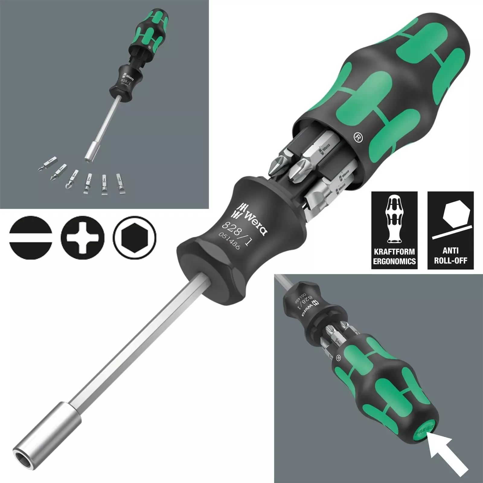 Wera Screwdriver Set Bit Holding 7 Piece Kraftform Kompakt 27 Set 2
