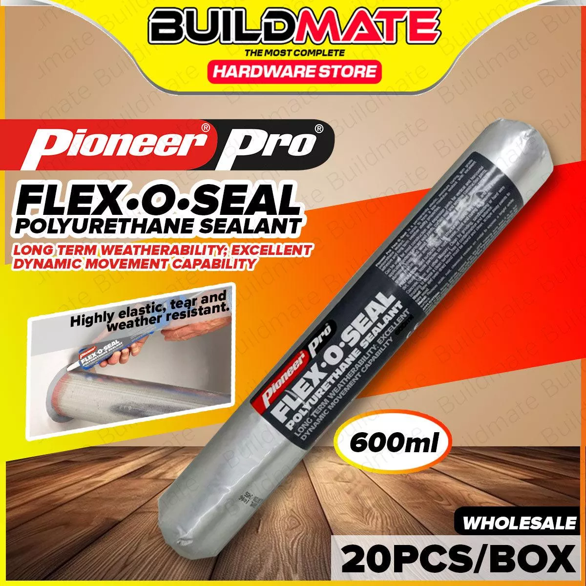 [WHOLESALE] BUILDMATE Pioneer Pro 20PCS/BOX Flex O Seal Polyurethane Sealant 600ml Construction Weatherproof Adhesive Joint Filler Elastic PU Sealant SOLD PER BOX FGT00091
