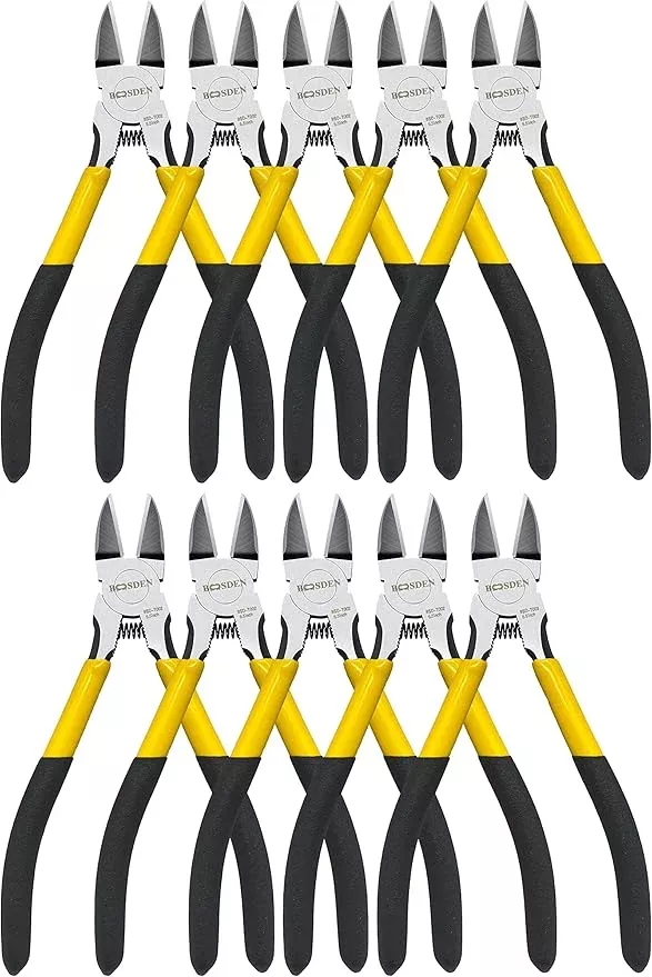 Wire Cutters 10 Pack, 6.5 inch, BOOSDEN Flush Cutters, Spring Loaded Cutting Pliers, Side Cutters, Dykes Cutter, Wire Clippers, Plastic Cutter, Wire Cutters for Jewelry, Floral, Electrical
