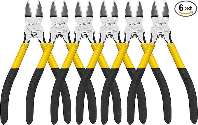 Wire Cutters, 6 Pack, BOOSDEN 6.5" Flush Cutters Spring Loaded Pliers Side Cutting Pliers Diagonal Cutting Pliers Dikes Wire Cutters Side Cutters for Crafts Electrician Work Jewelry Making