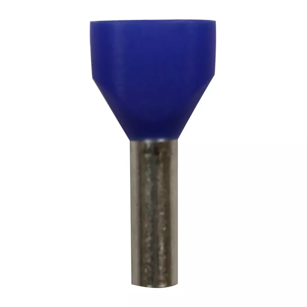 Wire Ferrule, Blue, Twin, AWG 14x2, 10 mm Barrel, 500 per bag