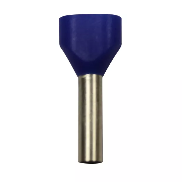 Wire Ferrule, Blue, Twin, AWG 14X2, 12 mm Barrel, 200 per bag