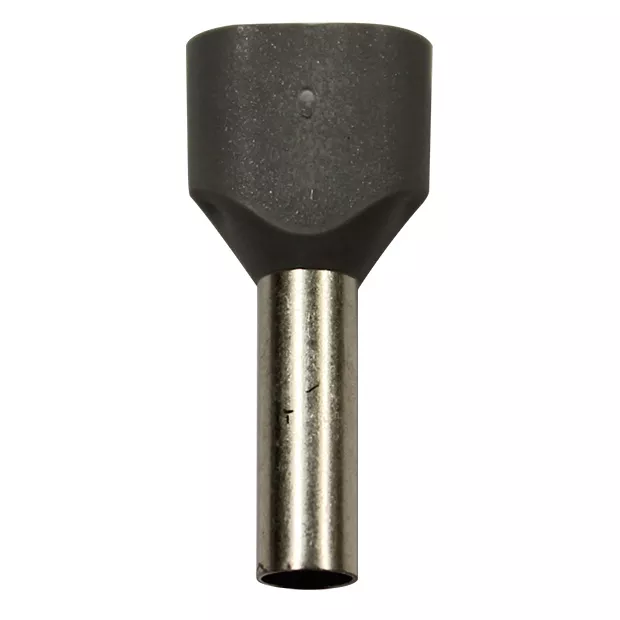 Wire Ferrule, Gray, Twin, AWG 12X2, 12 mm Barrel, 200 per bag