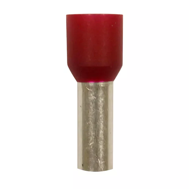 Wire Ferrule, Red, AWG 8, 12 mm Barrel, 100 Per Bag