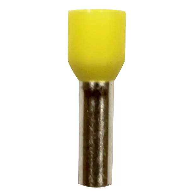 Wire Ferrule, Yellow, AWG 10, 12 mm Barrel, 100 per Bag