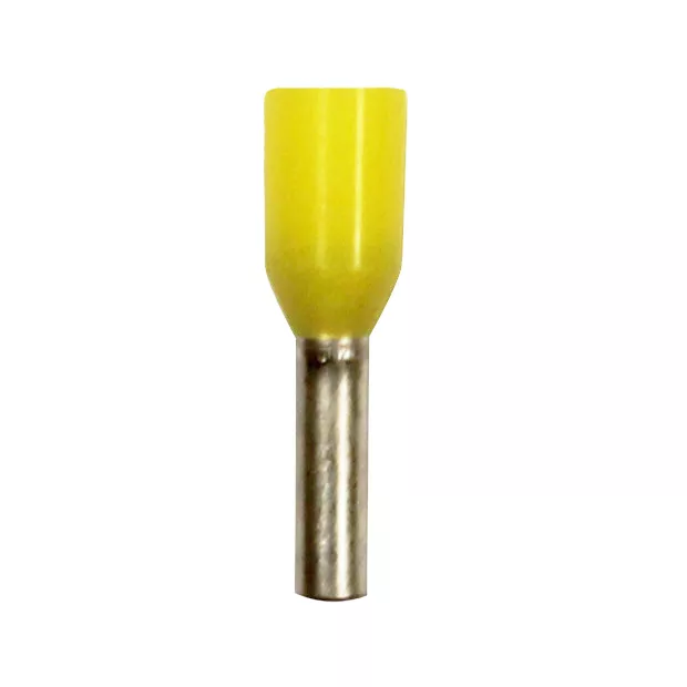 Wire Ferrule, Yellow, AWG 18, 6 mm Barrel, 100 pk