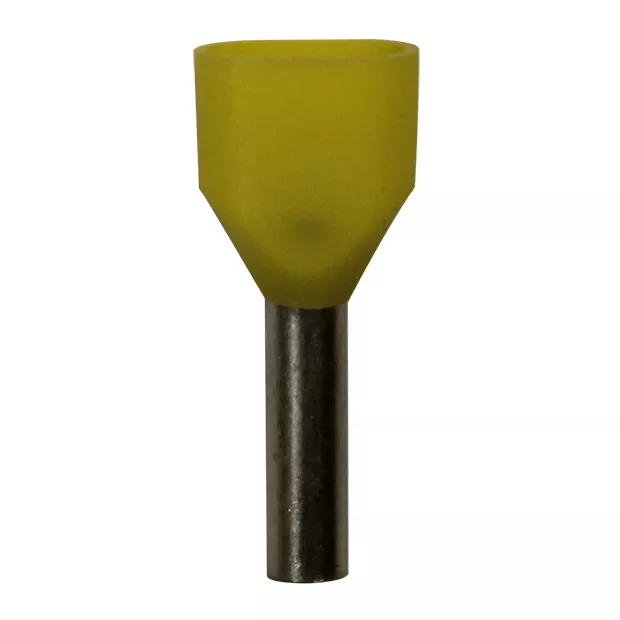 Wire Ferrule, Yellow, Dual, AWG 18, 100 pk