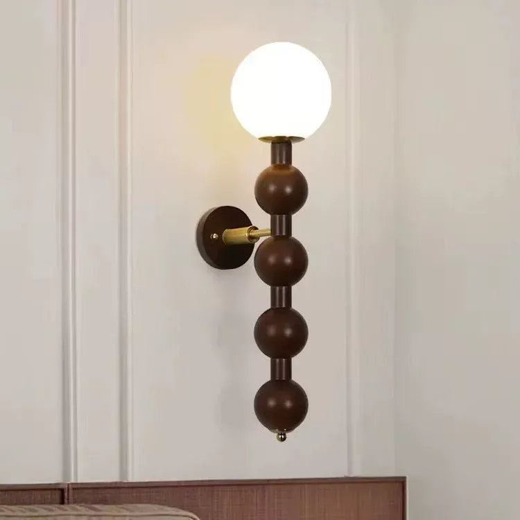 Wooden Stacked Ball Wall Sconce