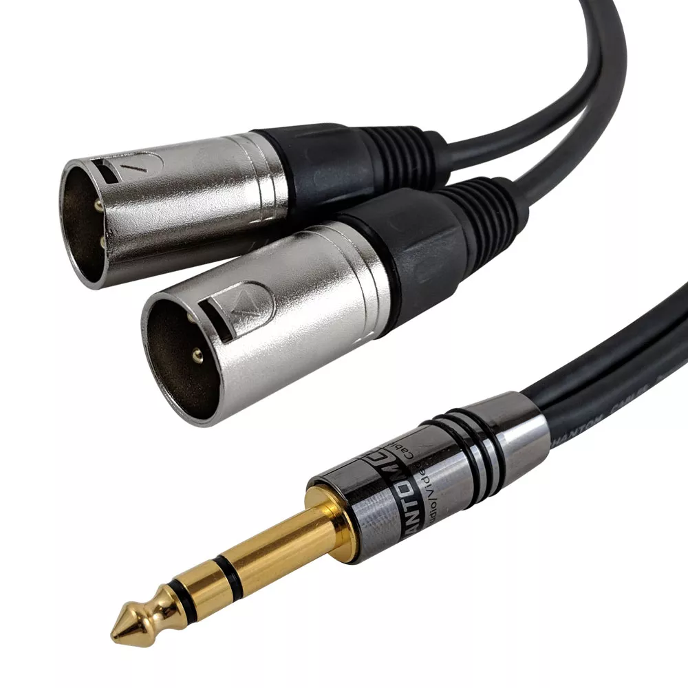 Y-Splitter TRS To 2X XLR Male Unbalanced Cable -1.5 ft
