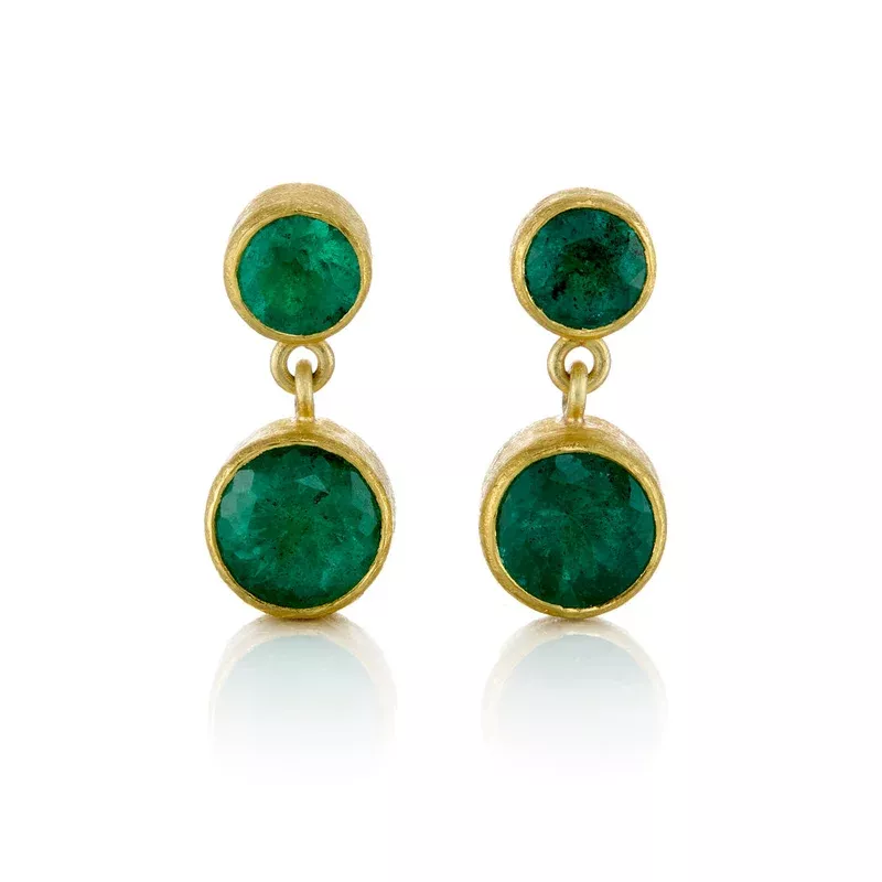 Zambian Emerald Double Drop Earrings